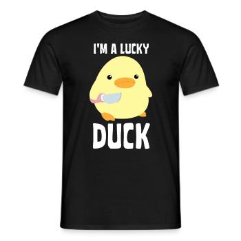 I’m A Lucky Duck - Canard au couteau Ente mit Messer - T-shirt homme - noir - Devant - AI Model Male 178 light (178cm)