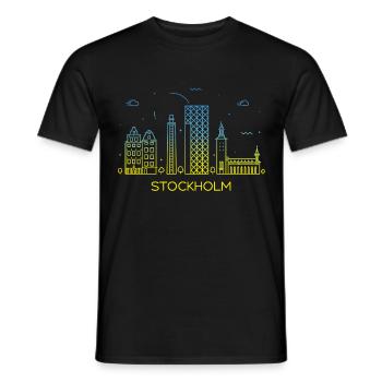 Stockholm Skyline - Männer T-Shirt - Schwarz - Vorne - AI Model Male 178 light (178cm)