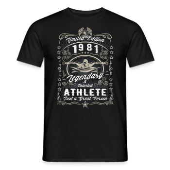 Vintage 1981 Swimmer Birthday Gift Hobby - T-shirt homme - noir - Devant - AI Model Male 178 light (178cm)