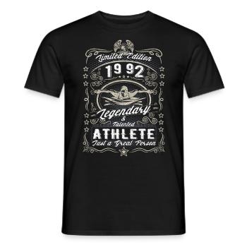 Vintage 1992 Swimmer Birthday Gift Hobby - Men's T-Shirt - black - Front - AI Model Male 178 light (178cm)