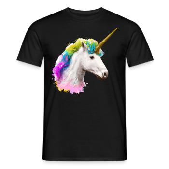 Farbenfrohes Einhorn - Männer T-Shirt - Schwarz - Vorne - AI Model Male 178 light (178cm)