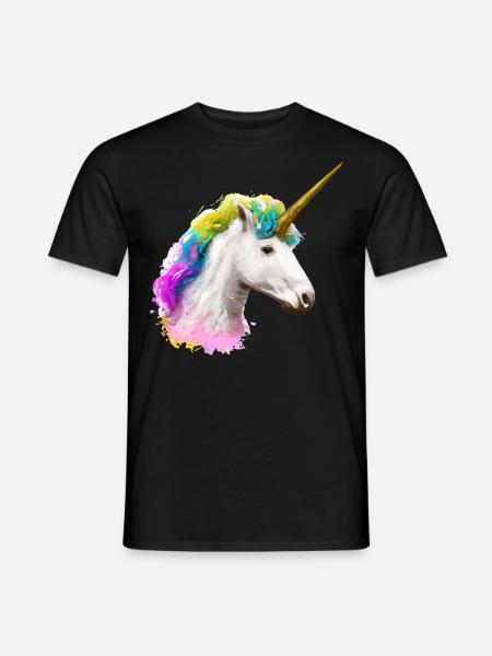Farbenfrohes Einhorn - Männer T-Shirt - Schwarz
