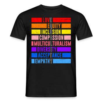 Inclusion Equality Kindness Acceptance - Men's T-Shirt - black - Front - AI Model Male 178 light (178cm)