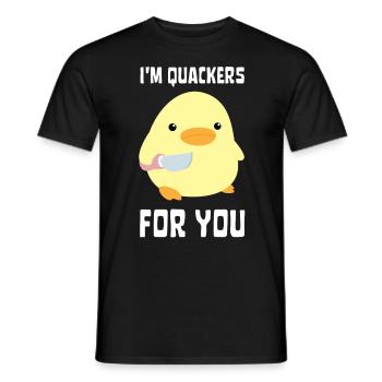 I'm Quackers For You - Funny Duck with knife Meme - Men's T-Shirt - black - Front - AI Model Male 178 light (178cm)
