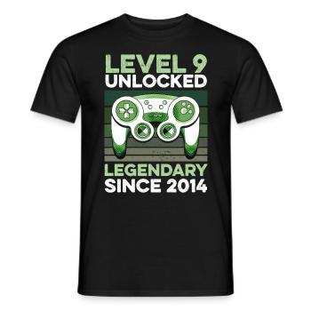 Niveau 9 ans Année d’anniversaire 2014 Gamer Boy - T-shirt homme - noir - Devant - AI Model Male 178 light (178cm)
