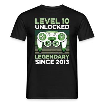 Niveau 10 ans Année d’anniversaire 2013 Gamer Boy - T-shirt homme - noir - Devant - AI Model Male 178 light (178cm)
