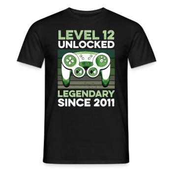 Niveau 12 Ans Anniversaire Année 2011 Gamer Boy - T-shirt homme - noir - Devant - AI Model Male 178 light (178cm)