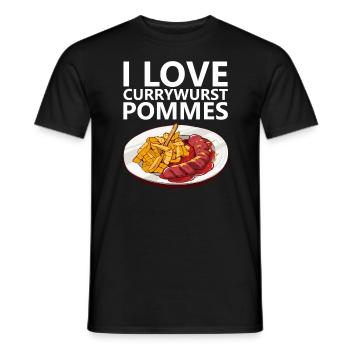 Currywurst French fries Bratwurst Ruhrpott Ruhrgebiet - Men's T-Shirt - black - Front - AI Model Male 178 light (178cm)