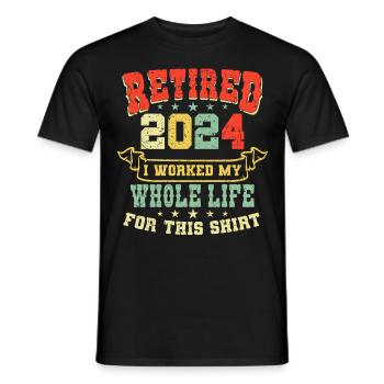 Retired 2024 Pensioner Pension Pensioner - Men's T-Shirt - black - Front - AI Model Male 178 light (178cm)