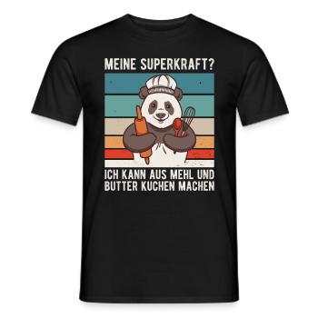 Bäcker Meine Superkraft Kuchen Panda Mehl Butter - Männer T-Shirt - Schwarz - Vorne - AI Model Male 178 light (178cm)