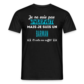 Je ne suis pas parfait BARMAN - T-shirt homme - noir - Devant - AI Model Male 178 light (178cm)