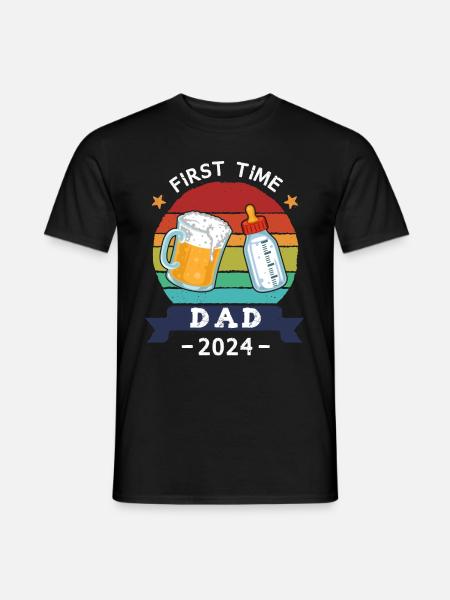 First Time Dad 2024 - Männer T-Shirt - Schwarz