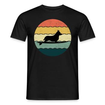 Cardigan Welsh Corgi Dog Surfing Vintage Retro - Men's T-Shirt - black - Front - AI Model Male 178 light (178cm)