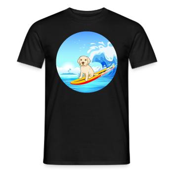 Labrador Retriever Chien Surf Vagues de la mer - T-shirt homme - noir - Devant - AI Model Male 178 light (178cm)