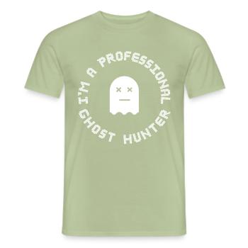 Geek Ghost Hunter - Men's T-Shirt - sage - Front - AI Model Male 178 light (178cm)