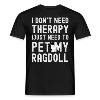 I don't need therapy, but a purring cat. - Men's T-Shirt - black - Front - AI Model Male 178 light (178cm)