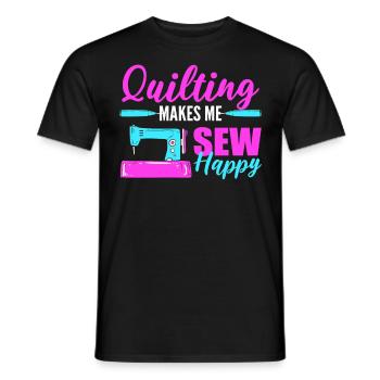 Quilting Makes Me Sew Happy Quilter Sewer Sewing - Men's T-Shirt - black - Front - AI Model Male 178 light (178cm)