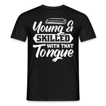 Harmonica Orgue à bouche Harmoniciste Joueur d’harmonica - T-shirt homme - noir - Devant - AI Model Male 178 light (178cm)