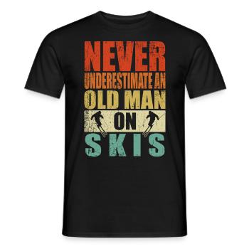 Never underestimate old man skis ski retirement - Men's T-Shirt - black - Front - AI Model Male 178 light (178cm)