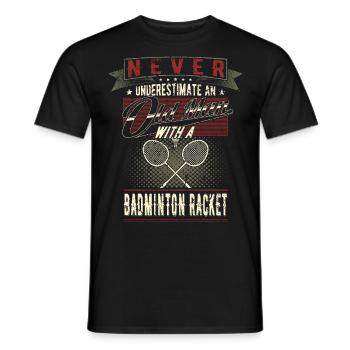 Unterschätze niemals einen alten Mann Badminton - Männer T-Shirt - Schwarz - Vorne - AI Model Male 178 light (178cm)