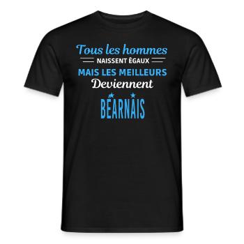 tous les hommes naissent égaux Béarnais - T-shirt homme - noir - Devant - AI Model Male 178 light (178cm)
