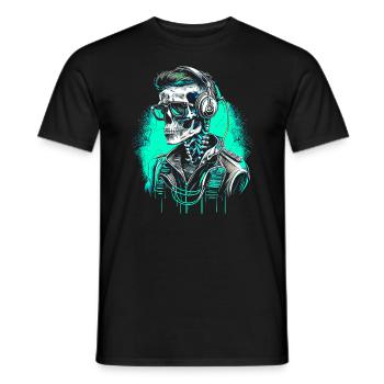 Portrait de squelette cool avec des lunettes de soleil - T-shirt homme - noir - Devant - AI Model Male 178 light (178cm)