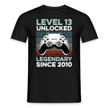 Niveau 13 ans Anniversaire Année 2010 Gamer Boy - T-shirt homme - noir - Devant - AI Model Male 178 light (178cm)