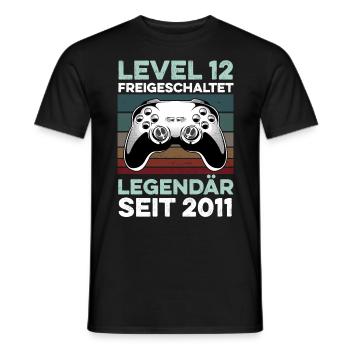 Level 12 Jahre 12. Geburtstag Jahr 2011 Gamer - Männer T-Shirt - Schwarz - Vorne - AI Model Male 178 light (178cm)