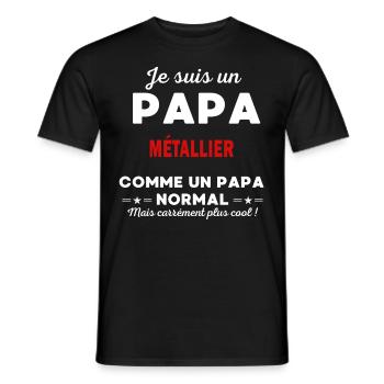 Je suis un Papa MÉTALLIER - T-shirt homme - noir - Devant - AI Model Male 178 light (178cm)