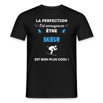 La perfection est ennuyeuse cool skieur - T-shirt homme - noir - Devant - AI Model Male 178 light (178cm)
