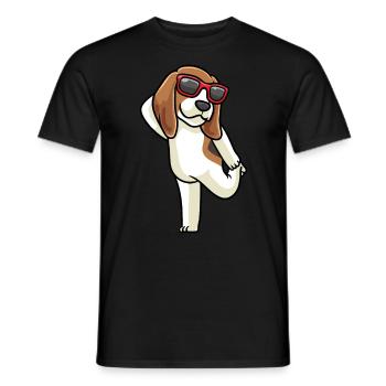Chien Beagle dansant avec des lunettes de soleil - T-shirt homme - noir - Devant - AI Model Male 178 light (178cm)