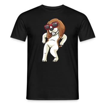 Chien Beagle dansant avec des lunettes de soleil - T-shirt homme - noir - Devant - AI Model Male 178 light (178cm)