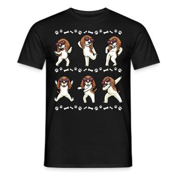 Chien Beagle dansant avec des lunettes de soleil - T-shirt homme - noir - Devant - AI Model Male 178 light (178cm)