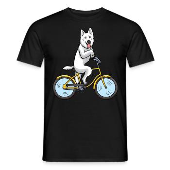 Berger Blanc Suisse Dog Swiss Shepherd with - Men's T-Shirt - black - Front - AI Model Male 178 light (178cm)