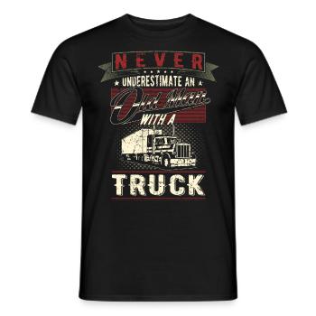 Never underestimate old man truck trucks - Men's T-Shirt - black - Front - AI Model Male 178 light (178cm)