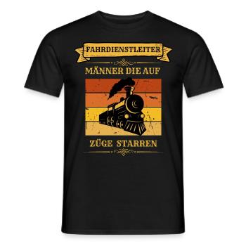 Fahrdienstleiter Dampflok retro lustiger spruch - Männer T-Shirt - Schwarz - Vorne - AI Model Male 178 light (178cm)