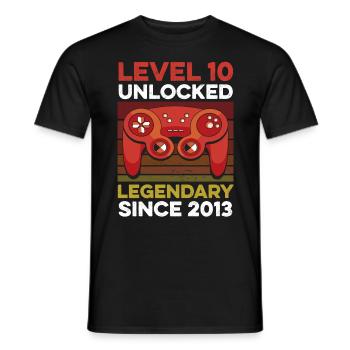 Niveau 10 ans Année d’anniversaire 2013 Gamer Boy - T-shirt homme - noir - Devant - AI Model Male 178 light (178cm)