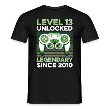 Niveau 13 ans Anniversaire Année 2010 Gamer Boy - T-shirt homme - noir - Devant - AI Model Male 178 light (178cm)