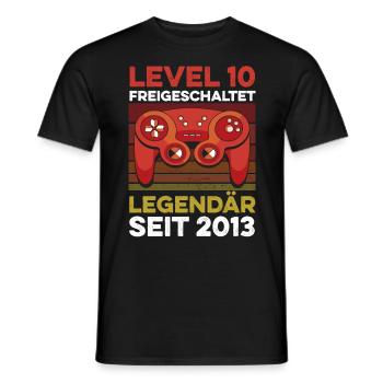 Niveau 10 ans 10e anniversaire année 2013 Gamer - T-shirt homme - noir - Devant - AI Model Male 178 light (178cm)
