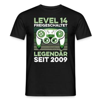 Niveau 14 ans 14e année d’anniversaire 2009 gamer - T-shirt homme - noir - Devant - AI Model Male 178 light (178cm)