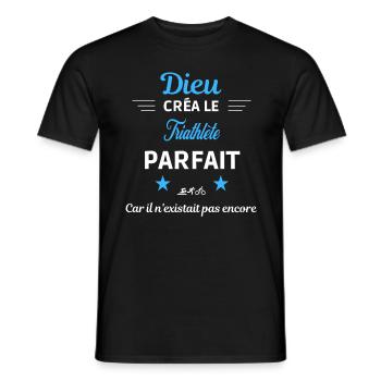 dieu créa parfait humour de bureau Triathlète - T-shirt homme - noir - Devant - AI Model Male 178 light (178cm)