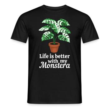 Life is better with my Monstera - Men's T-Shirt - black - Front - AI Model Male 178 light (178cm)