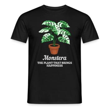 Monstera The Plant That Brings Happiness - Men's T-Shirt - black - Front - AI Model Male 178 light (178cm)