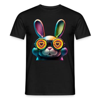Hasengesicht Cooler Osterhase mit Brille - Männer T-Shirt - Schwarz - Vorne - AI Model Male 178 light (178cm)