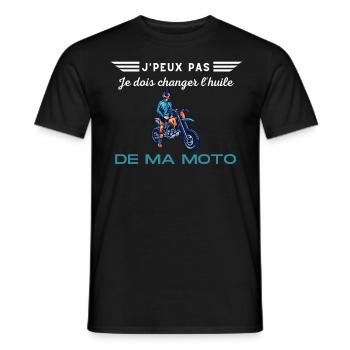 J'peux pas, je dois changer l'huile de ma moto - T-shirt homme - noir - Devant - AI Model Male 178 light (178cm)