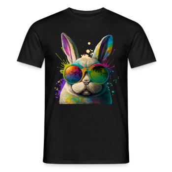 Bunny Face Cool Easter Bunny with Glasses - Men's T-Shirt - black - Front - AI Model Male 178 light (178cm)