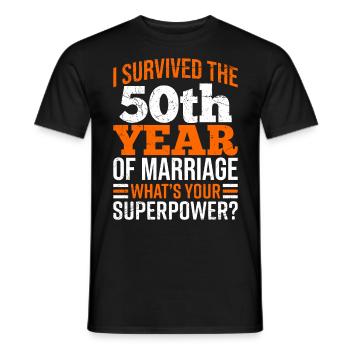 50 anni di matrimonio sopravvivono alle nozze d'oro - T-shirt uomo - nero - Fronte - AI Model Male 178 light (178cm)
