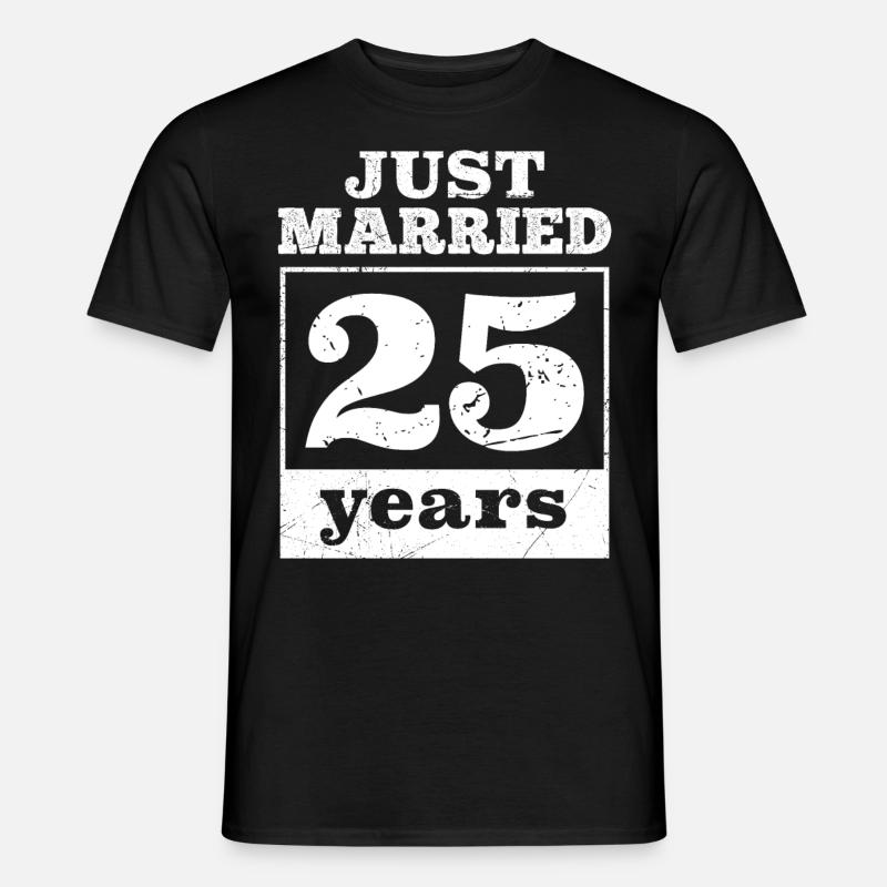 Lige gift 25 år sølvbryllup - Mænd T-shirt - sort