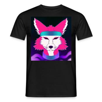 Kitsun Vaporwave Japanese Kami Vaporwave Kitsune - Men's T-Shirt - black - Front - AI Model Male 178 light (178cm)