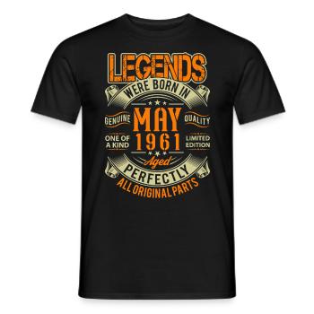 1961 Mai Birthday Legend - T-shirt homme - noir - Devant - AI Model Male 178 light (178cm)